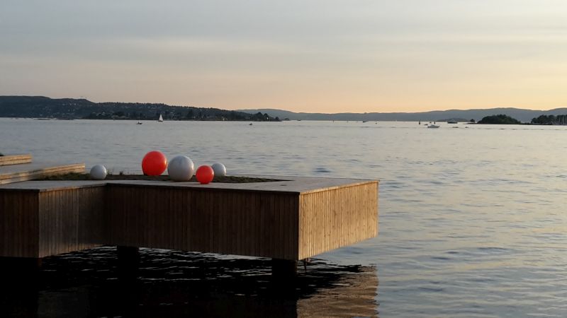 Abends Blick auf Inseln vor Oslo