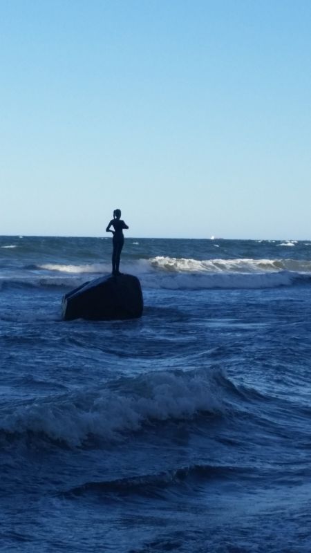 Skulptur im Meer auf einem Stein